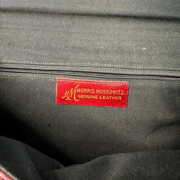 Vintage Red Genuine Leather Clutch with Gold Hardware Purse - Picture 3 of 6